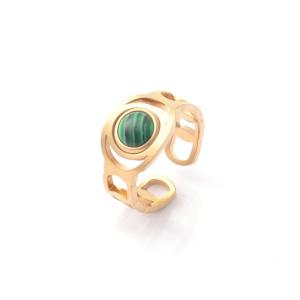 Quality Ring women's fashion niche design sense titanium steel peacock stone women's ring light luxury temperament versatile open index finger ring wholesale