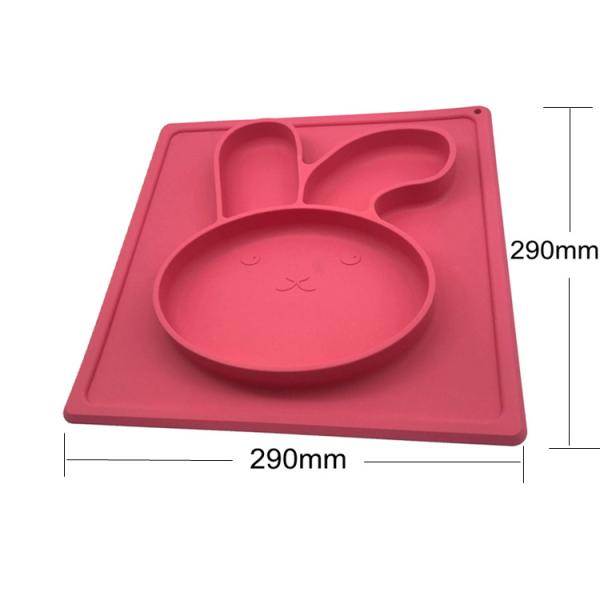 High Quality Cute Rabbit Shape Silicone Baby Placemat Non Slip Silicone Plate