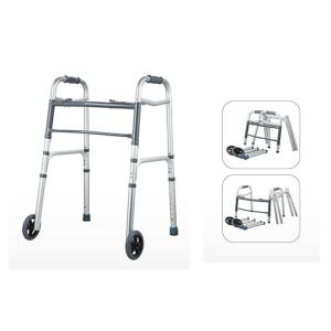 Quality Adult Dual Button Aluminum Folding Walker with 2 Wheels wholesale