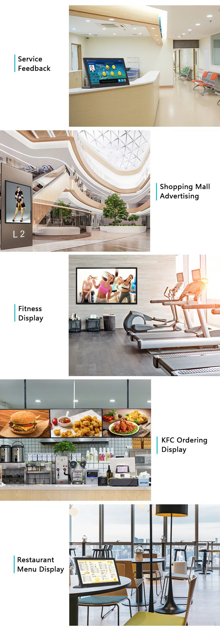 Toughened Glass LCD Store Advertising Display Screen 55 43 Inch