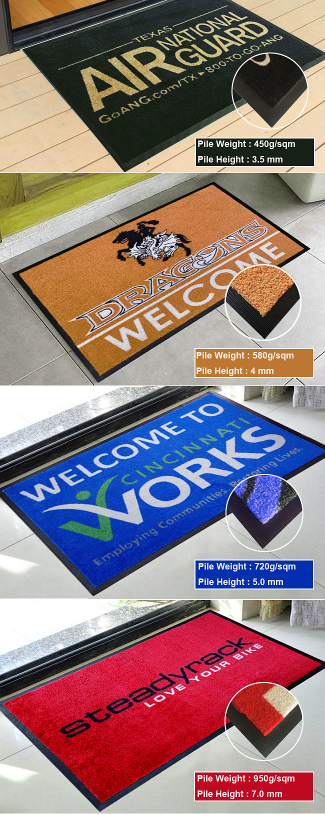 Commercial Jet Print Logo Mats Nylon Fibre Rubber Back 0