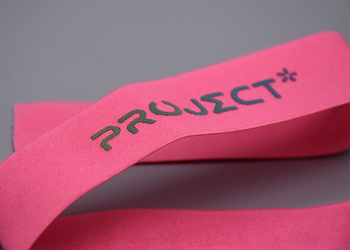 Garments Custom Polyester Elastic Band With Colorful Heat Transfer Logo