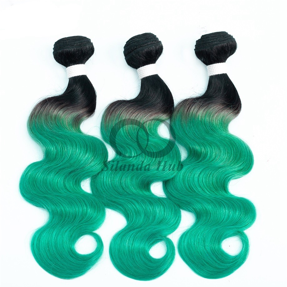 #T1B/Green Body Wave Remy Human Hair Bundles Sew In Weave Bundles Brazilian Bundle Deals