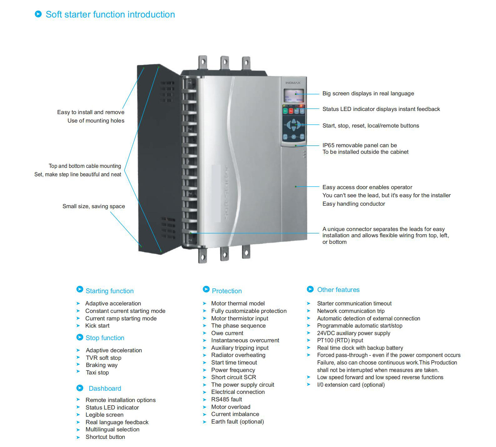 45KW AC Soft Starter INOMAX AST7000 VF Control For Conveyors And Crane