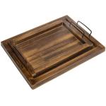 Eating Antibacterial Bamboo Food Tray Kitchen Wood Serving Rustic Set With