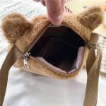 12*20cm Cute Little Princess Girl Cross Body Cat Plush Bag Fluffy Baby Rucksack
