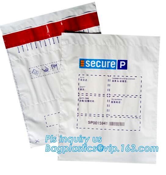 Opaque Tamper Evident Sealing Plastic Bank Money Steb Security Bag / Custom Self Adhesive Plastic Courier Bag, bagease
