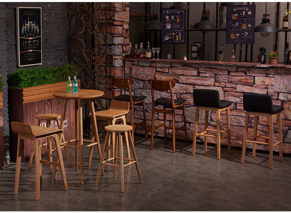 Bar Height Bistro Table And 2 Chairs Indoor With Umbrella Hole Wood Postmodern