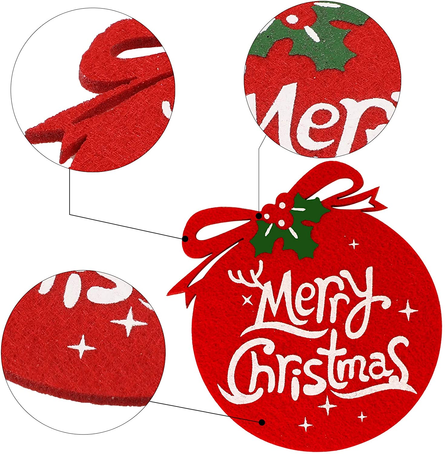 Red Felt Coasters Table Mat Xmas Winter Coffee Cup Mat Ornament