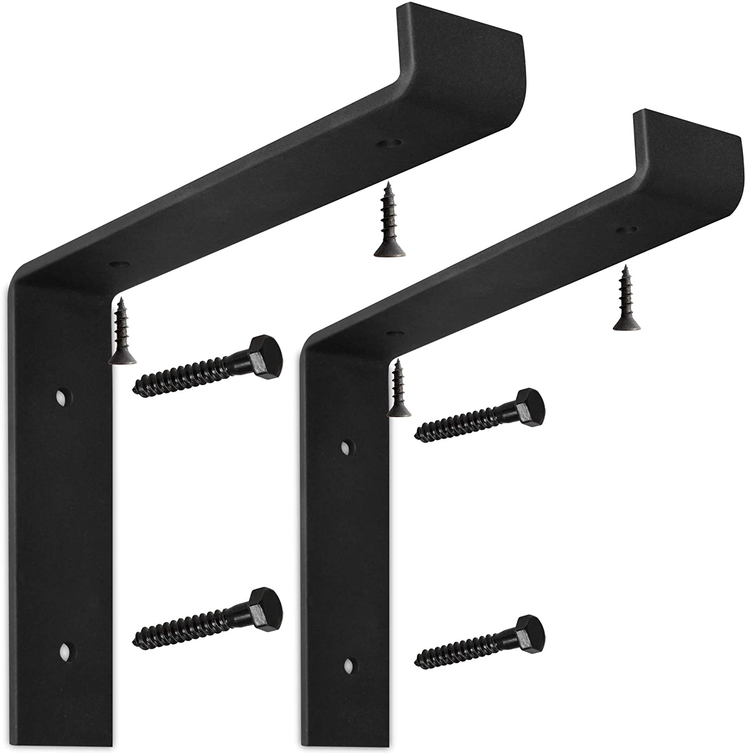 Garage and Kitchen Floating Shelves Hardware Heavy Duty Black Metal Brackets with Lip