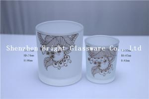 Quality Frosted Design Glass Candle Holder With Gold Logo wholesale