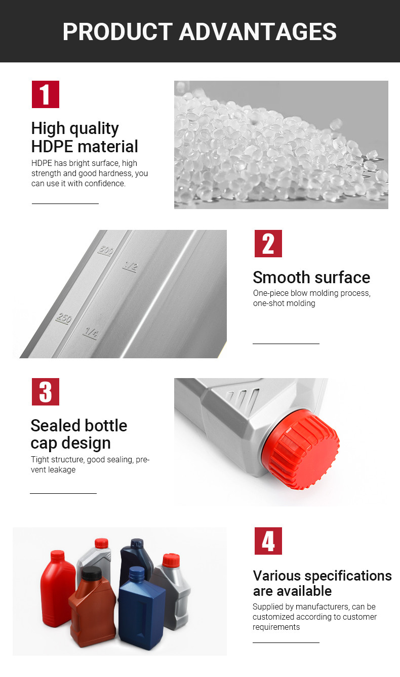 HDPE Engine Oil Empty Bottle Red Blue Gasoline Fuel Bottle