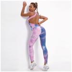 Sexy cross-tie-dyed back yoga suit women's fitness bubble multi-colored Onesie