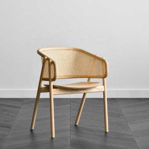 Quality Nordic Rattan Armchair Natural Wood Solid Wood Lounge Dining Chair wholesale