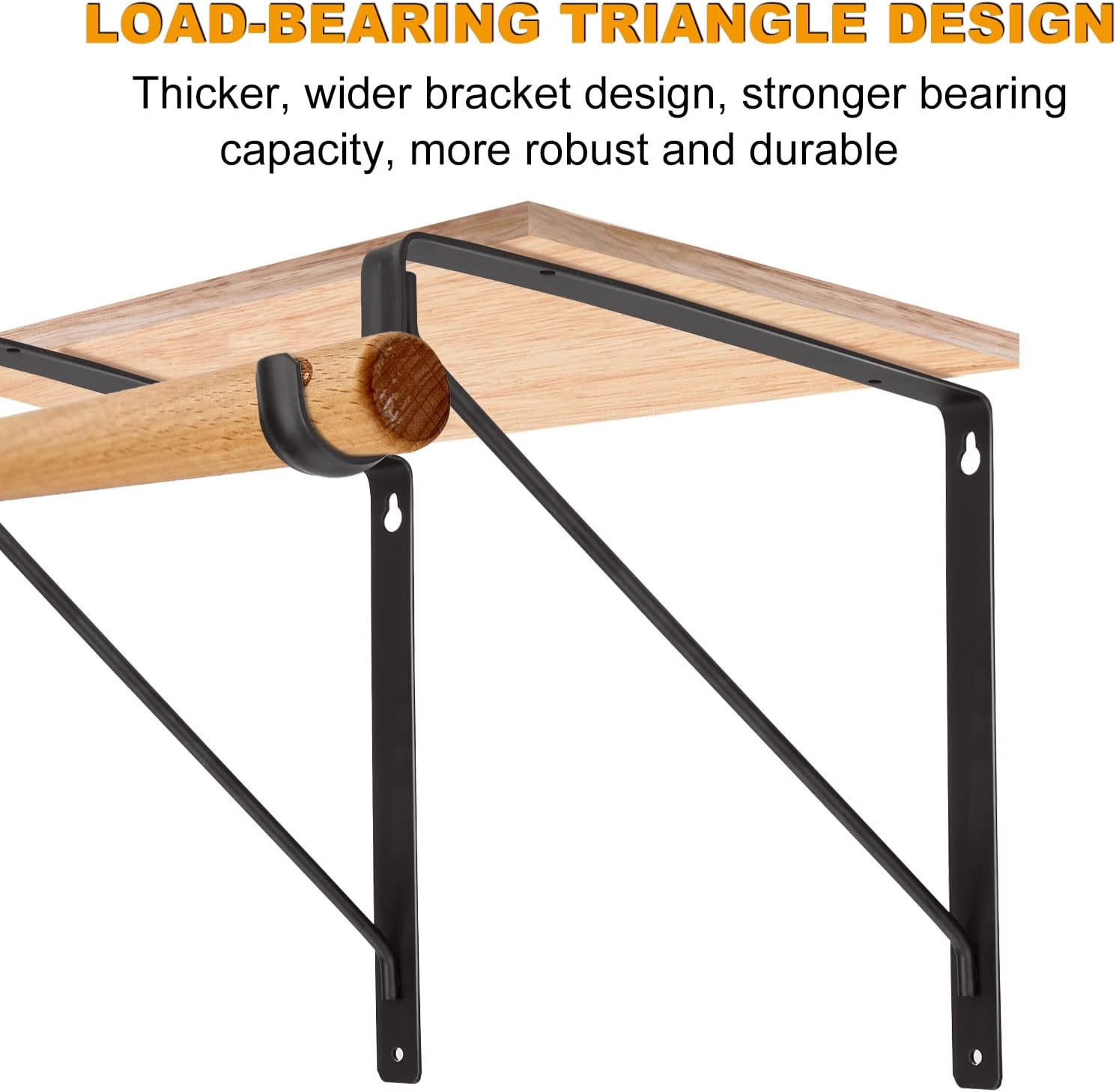 Black Heavy Duty Closet Rod Shelf Brackets Clothes Hanger Pole Support Bracket Offered