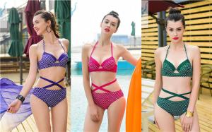 Quality Stretchy Mermaid Two Piece Bathing Suit Breathable Adjustable Halter Straps wholesale