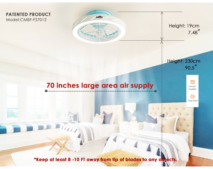 Remote Control LED Ceiling Fan 20" Flush Mount with Low Noise and 2- from 1stshine