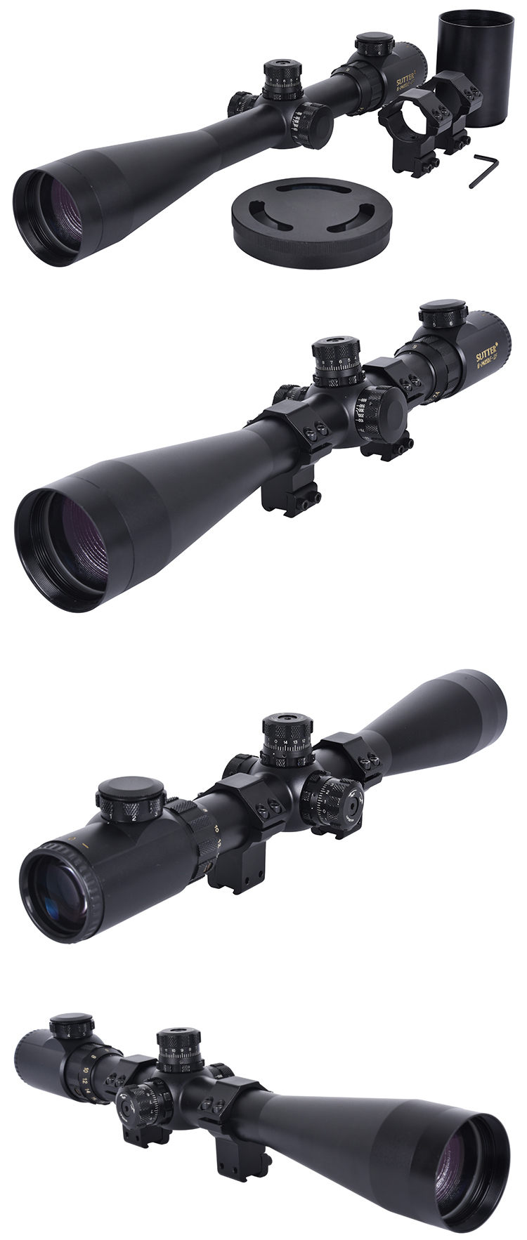Objective Lens Diameter 50mm Side Focus Scope With Mount And 720g Weight For Hunting