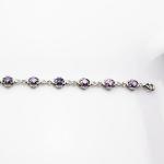 Sterling Silver Link 5x7mm Created Amethyst Cubic Zircon Tennis Bracelet (H08)