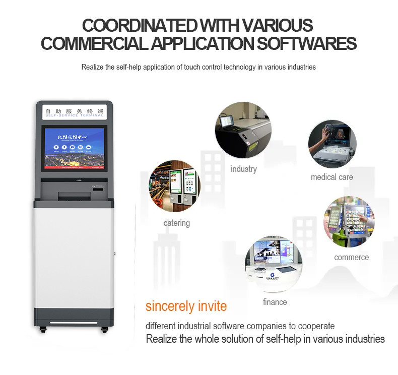 19 Inch LCD Screen Multifunction Self Service Report Collect Terminal Kiosk