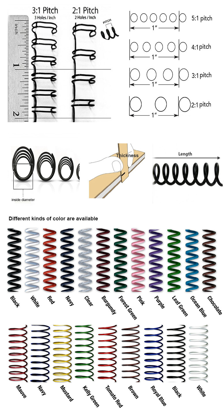 A4 A3 A5 B5 Length PVC Plastic Spiral Binding Coil , Suitable For Notebook