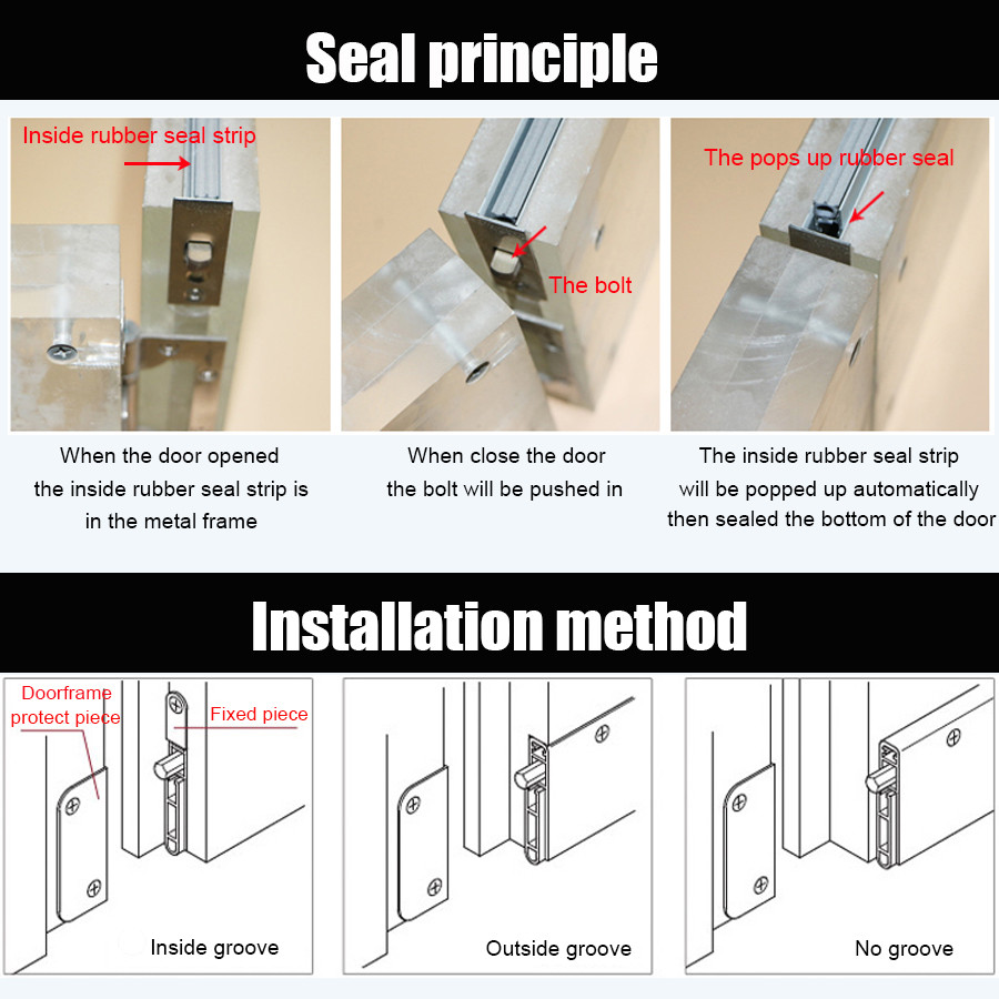 T Shape Acoustic Door Bottom Seals Automaticlly Drop Down Soundproof Weatherstripping for Wooden or Metal Door