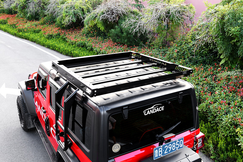 High Load Capacity Jeep Wrangler Roof Rack Basket with Integrated Ladder 400kg Capacity