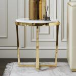 Round Coffee Side Table Living Room Marble Top Golden Legs