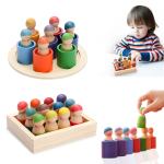 Montessori Educational Wooden Rainbow Block Counting Game Puzzle Kids