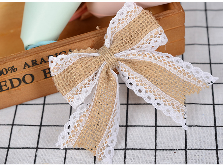 Factory Stock Linen Lace Bow Jewelry Decoration Gift Packaging Handmade Bow