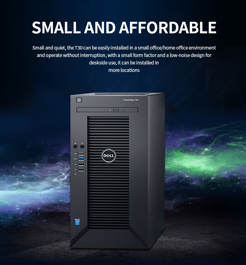 PowerEdge T30 Server 4-Bay Xeon E3-1225V5 3.3Ghz 4Core/4GB ECC/1TB SATA /DVD RW network server rack server