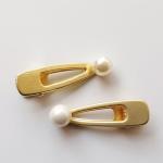 Gold small metal hair clips for thick hair clutcher Geometric pearl hair claw 5