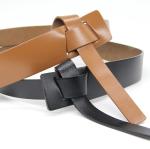 Wide To Narrow 2cm Women's Fashion Leather Belts Double Rectangular Hole Plain