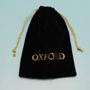 Quality Black Velvet drawstring jewelry bags with customized Gold logo printing wholesale