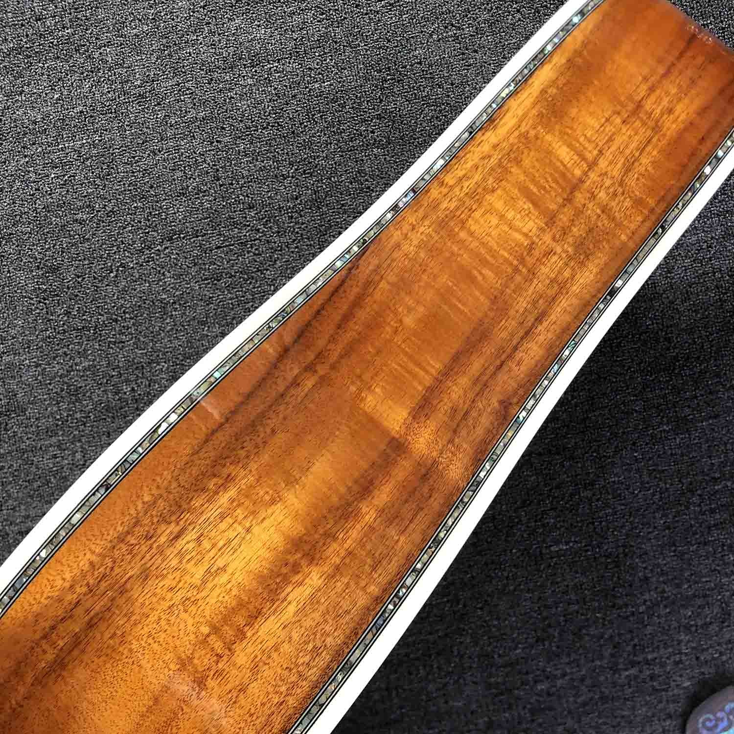 Custom 12 Strings Solid KOA Wood Top Guitar Ebony Fingerboard Real Abalone Shell Binding and Inlay Acoustic Electric Gui
