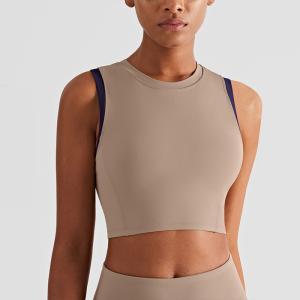 Quality Nuls Skin Friendly Contrast Color Sports Bra Gathered Fitness Yoga Vest Top wholesale