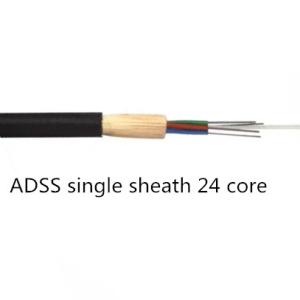 Quality PBT G652D ADSS Fiber Optic Cable 24 Core Single Sheath Armid Yarn wholesale
