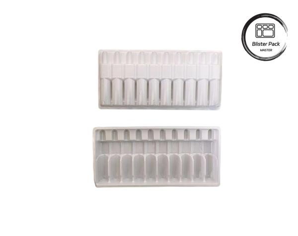 Custom Vacuum Formed Plastic Ampoule Tray, White Medicine Bottle Blister