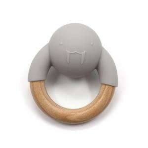 Quality Organic FSC Certified Beech Wooden Silicone Teether Walrus Shape wholesale