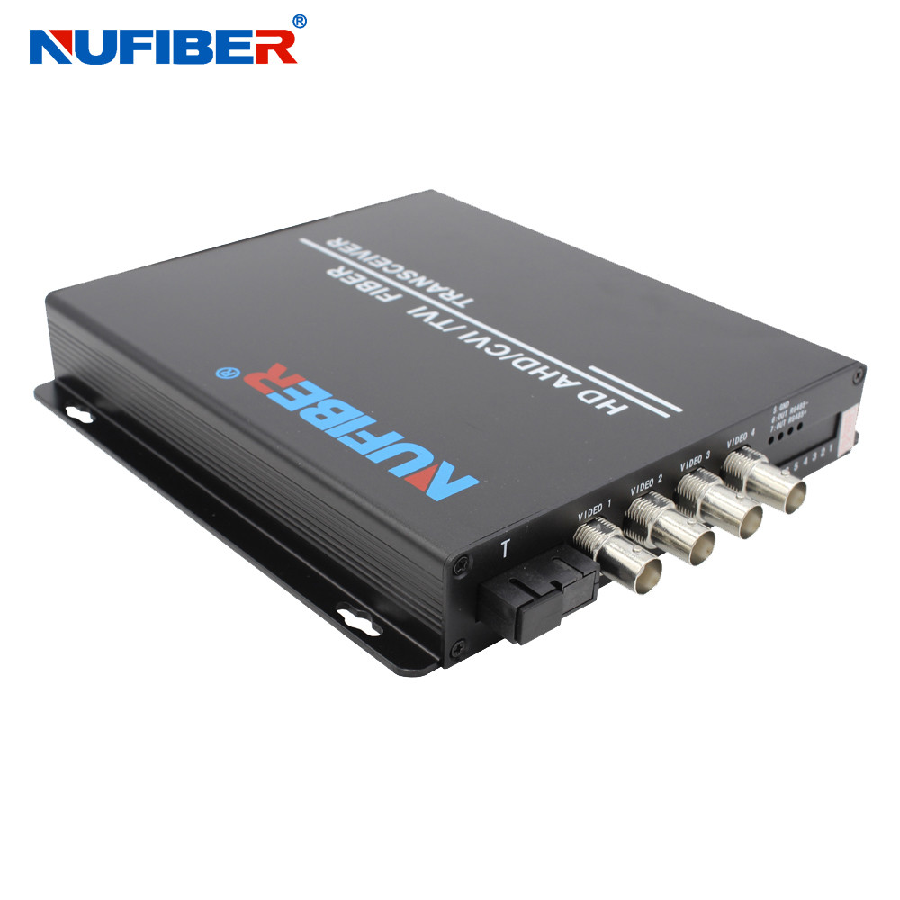 1080P Fiber Video Converter 4 channel Single Fiber SM 1310 / 1550nm FC For CCTV