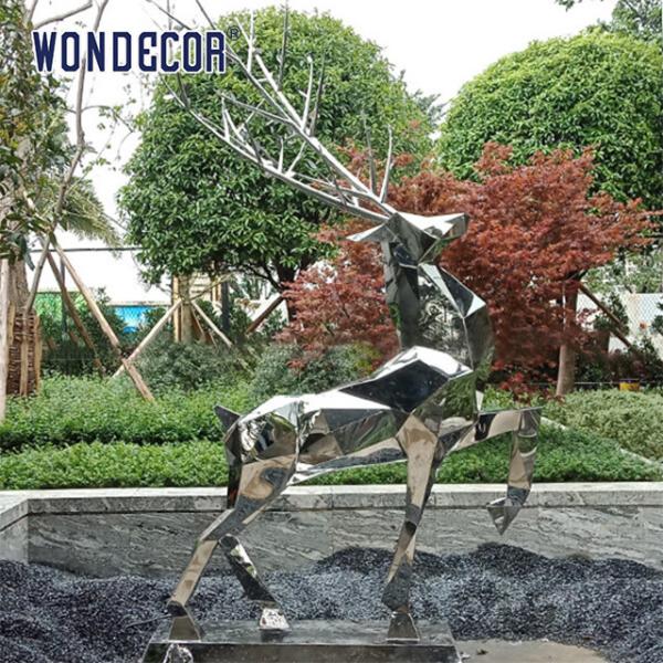 Abstract Outdoor Stainless Steel Artists Garden Geometry Sika Deer Highly