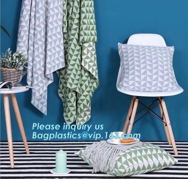 Europe Luxurious design home decor sofa throw pillow blue geometric pattern