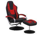 Black & Red Vinyl Recliner Home Office Desk Chair With Ottoman / Adjustable