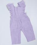 Little Girls Linen Fabric Dungarees Overalls Flutter Sleeve Jumpsuit Casual Wear
