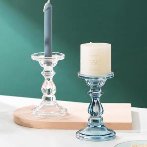 Quality Pillar Taper Crystal Glass Candlestick Holders Decorative Lead Free wholesale