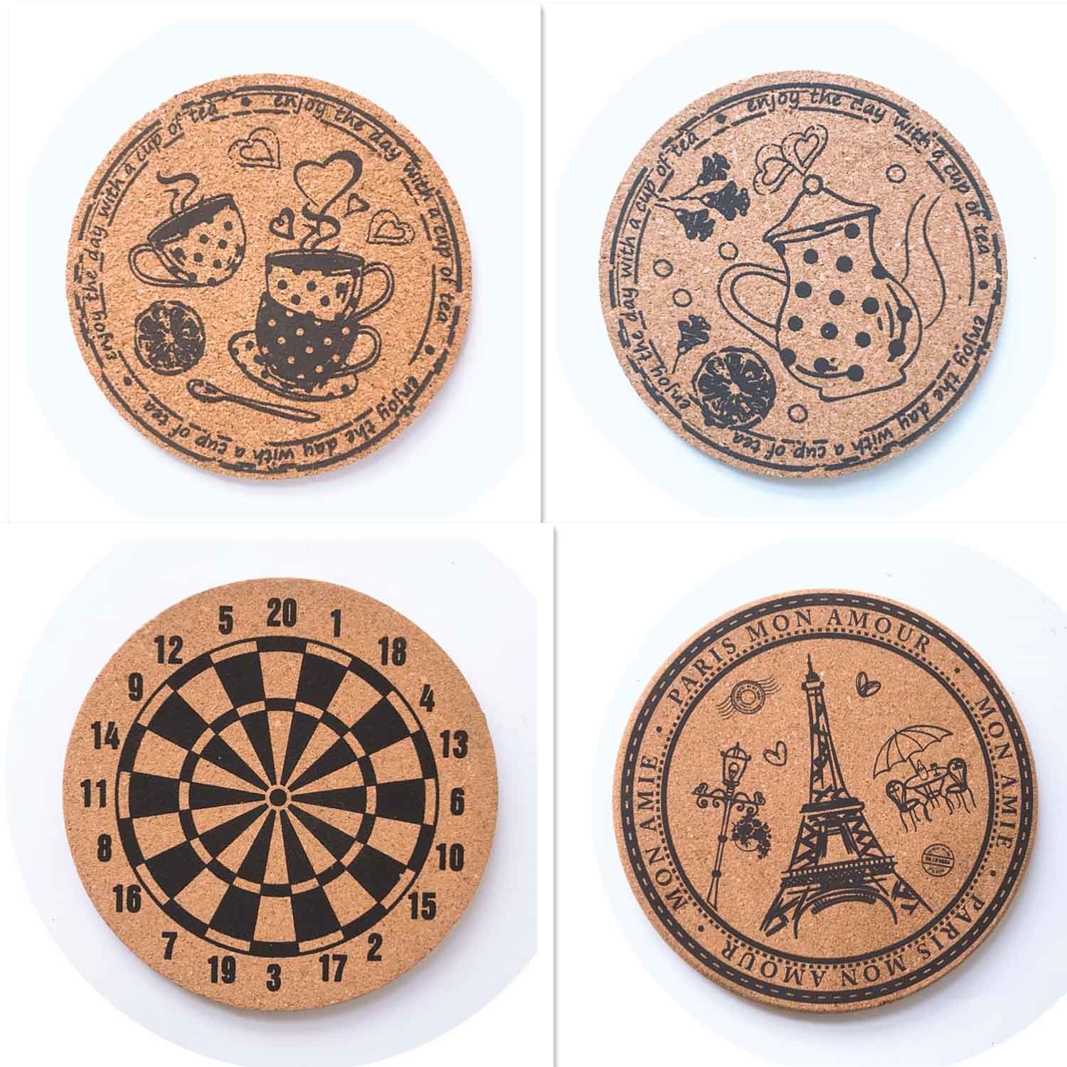 4 Inch Custom Printed Cork Coasters Heat Insulation For Beverages Cups