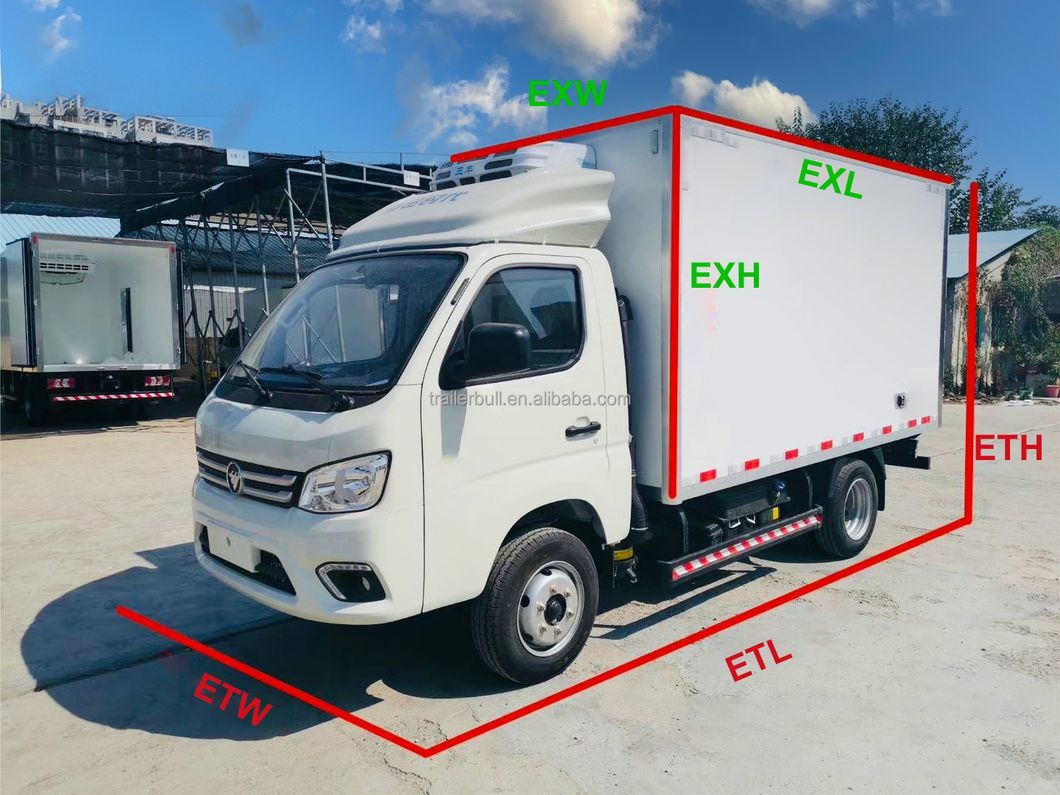 16FT Refrigeration Truck Box Body with FRP Sandwich Wall and Aluminum Duct Floor for Isuzu Truck Chassis