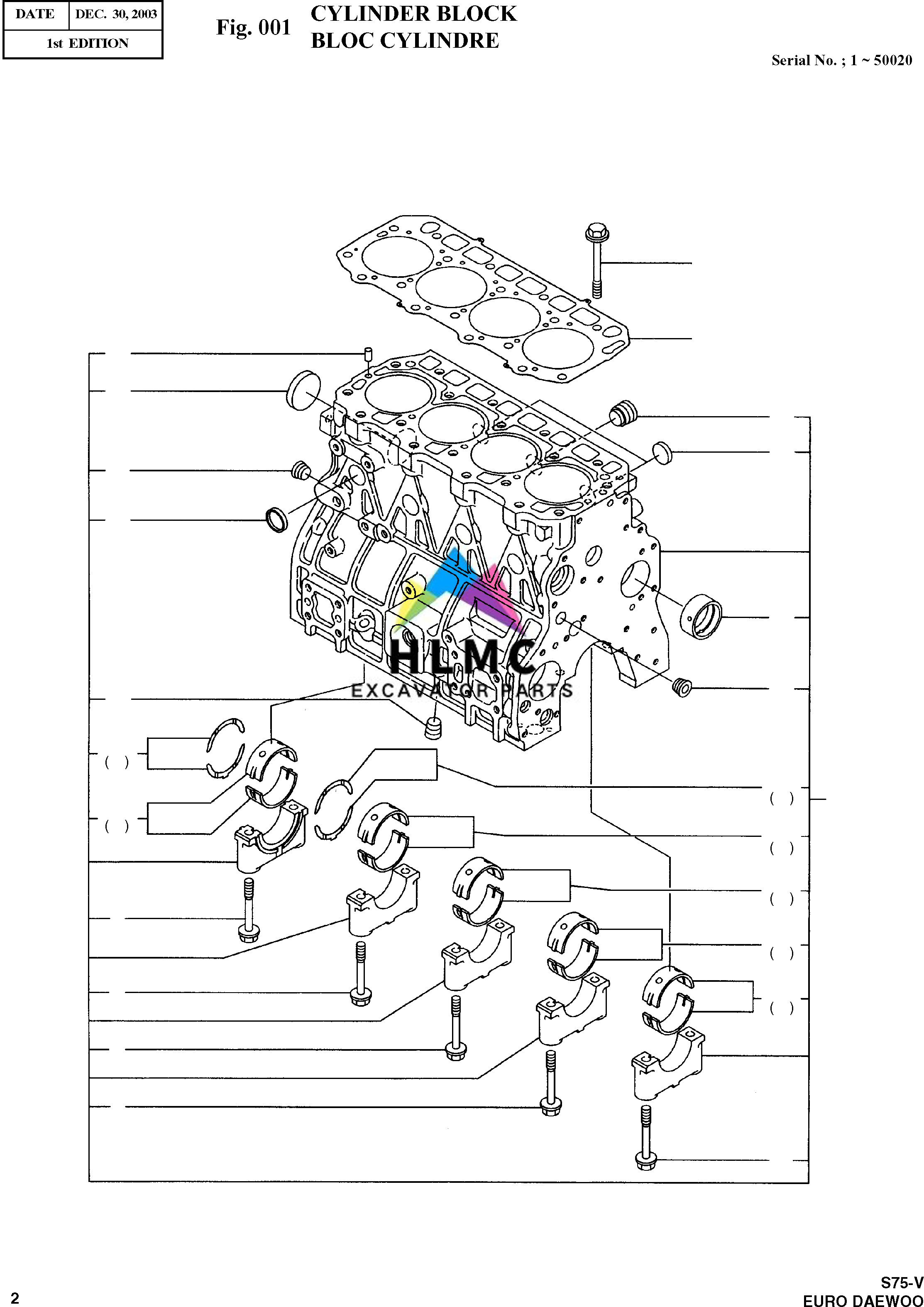 729902-01560 Yanmar Engine Diesel Cylinder Block 4TNE98-BQFLC 4TNE98 Komatsu Machinery Engine Parts
