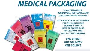 Quality Medical packaging bags, SPECIMEN BIOHAZARD bag, LAB bags, LAB supplies, self seal bag, adhensive SEAL BAGS, HOSPITAL PAC wholesale