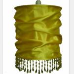 Collapsible Drum Navy Blue Velvet Lampshade With Clear Beads
